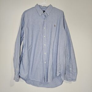 Ralph Lauren Custom Fit 100% Cotton Blue Long Sleeve Button Down Shirt XL